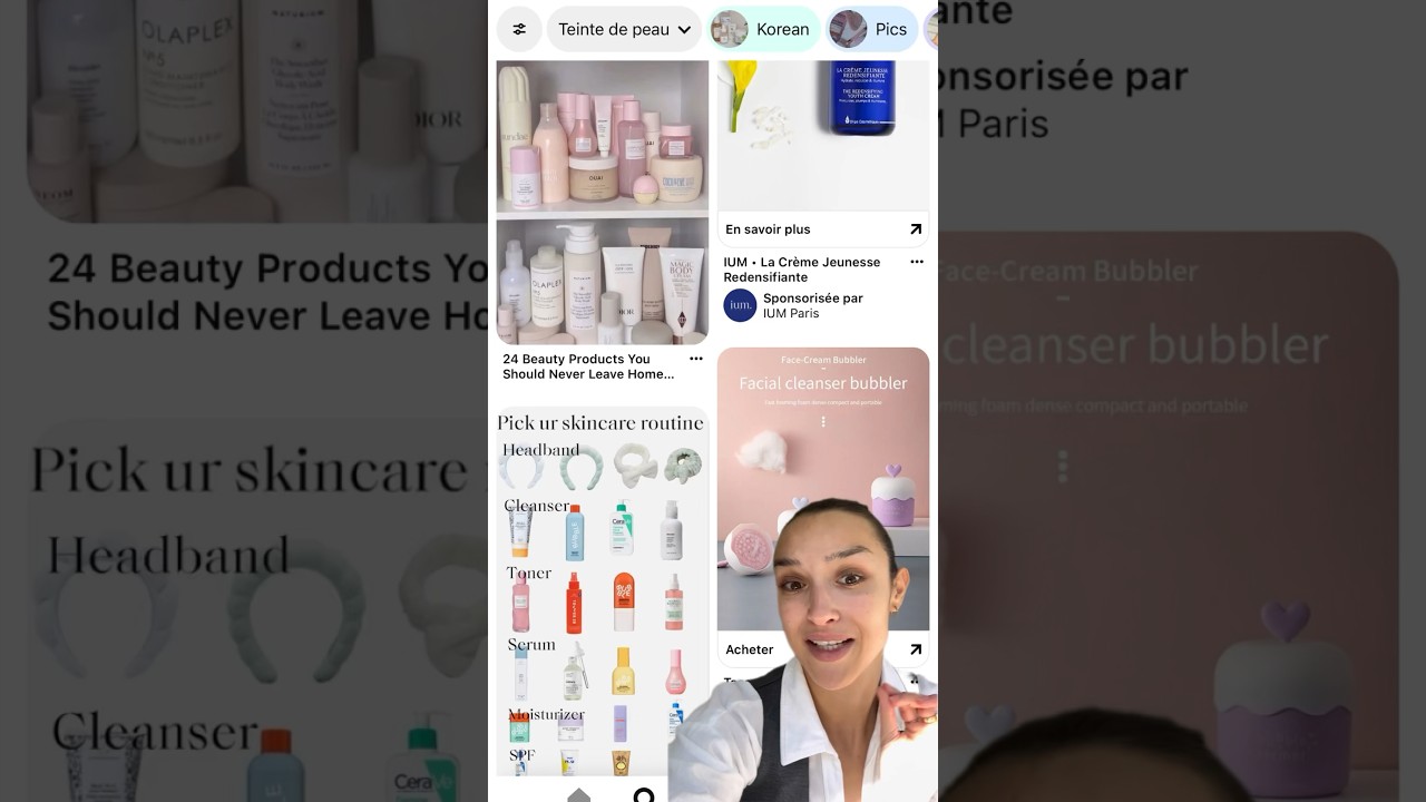 Pinterest choisit ma skincare routine🧴même chose avec mon makeup ?🤍 *produits offerts*
