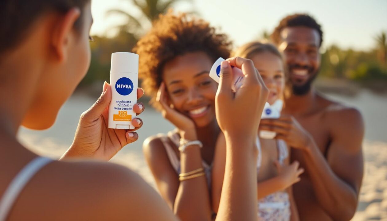 protégez toutes les peaux avec le nouveau stick solaire ultra pratique de nivea. dites adieu aux coups de soleil grâce à sa protection efficace et facile à appliquer, idéal pour toute la famille.